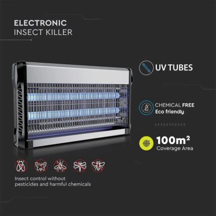 Sähköinen hyönteisten hävittäjä 2x15W / 230V 100m2