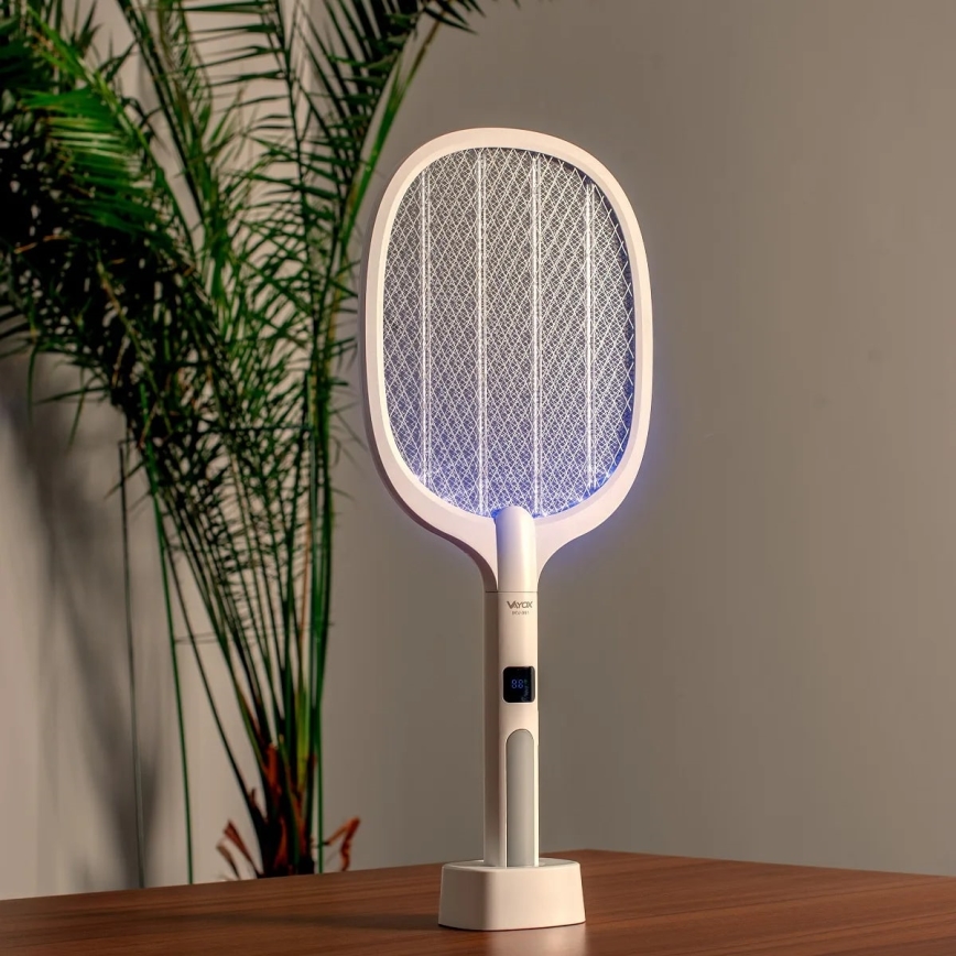 Sähköinen LED-hyönteisloukku 2in1 LCD-näytöllä 1200 mAh/5V valkoinen