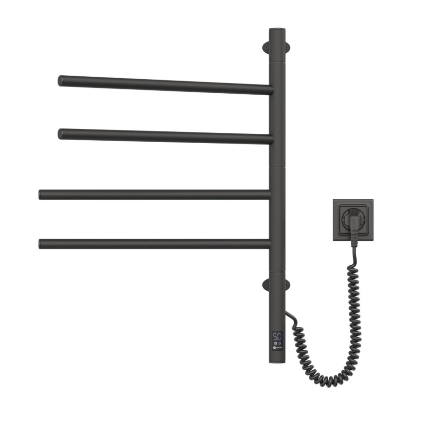 Sähköinen pyörivä pyyhekuivain termostaatilla ARABESQUE 150W/230V 64,6 cm IP44 musta
