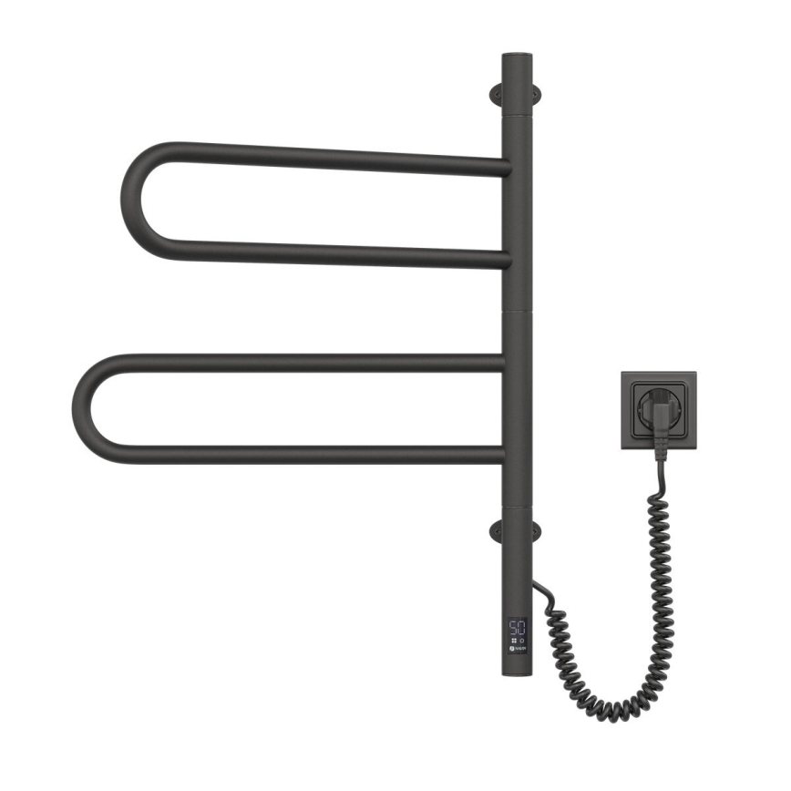Sähköinen pyörivä pyyhekuivain termostaatilla FOUETTE 128W/230V 64,6 cm IP44 musta