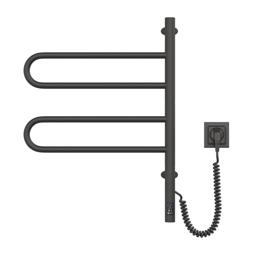 Sähköinen pyörivä pyyhekuivain termostaatilla FOUETTE 128W/230V 64,6 cm IP44 musta