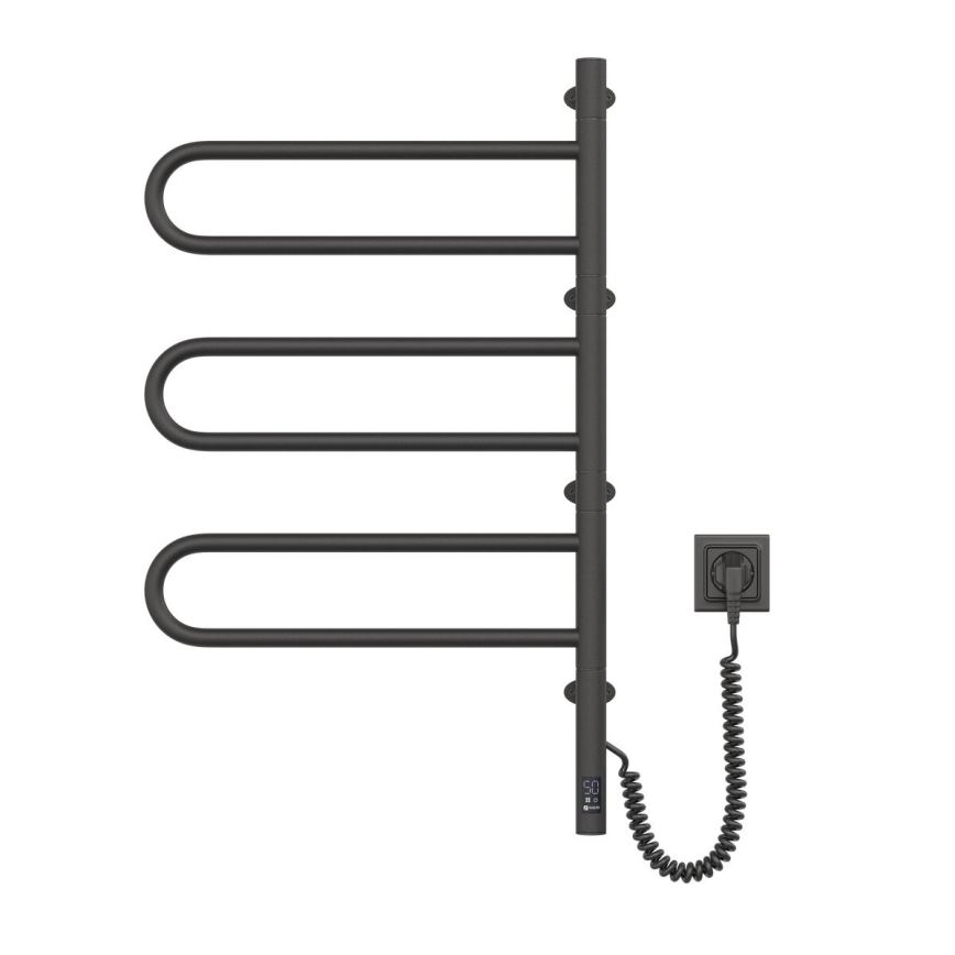 Sähköinen pyörivä pyyhekuivain termostaatilla FOUETTE 185W/230V 81,8 cm IP44 musta