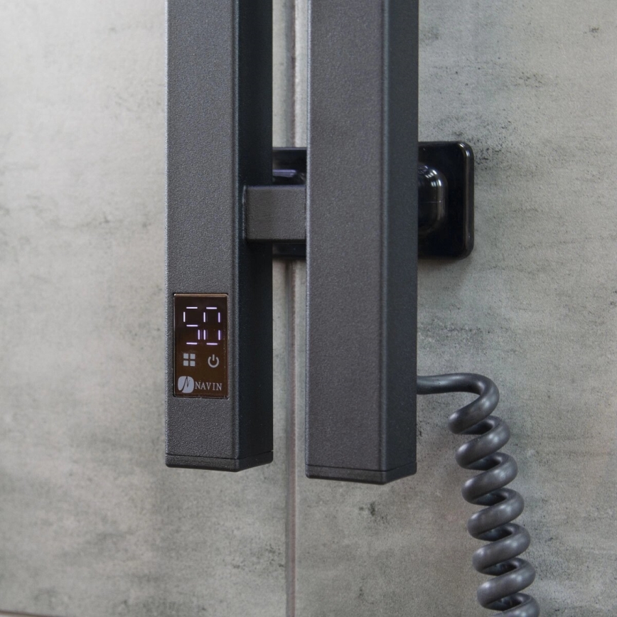 Sähköinen pyyhekuivain termostaatilla SILOUETTE 187W/230V 120,6 cm IP44 musta oikea kulmikas