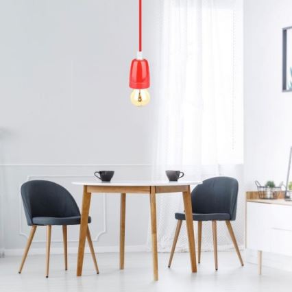 Sähköjohto 1xE27/60W/230V punainen/posliini