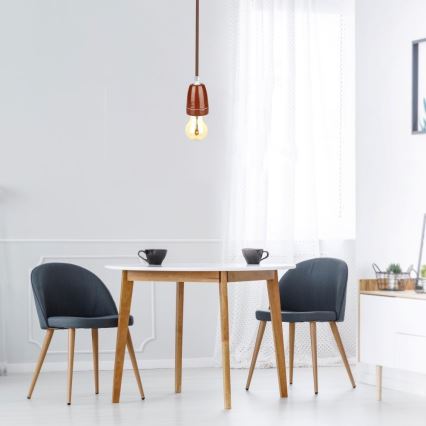 Sähköjohto 1xE27/60W/230V ruskea/posliini
