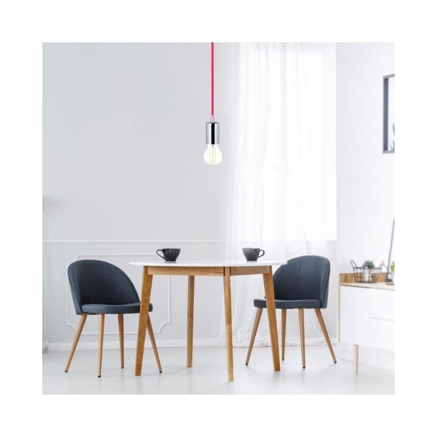 Sähköjohto 1xE27/60W/230V tummanvaaleanpunainen/kiiltävä kromi