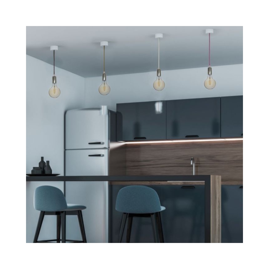 Sähköjohto 1xE27/60W/230V tummanvaaleanpunainen/kiiltävä kromi