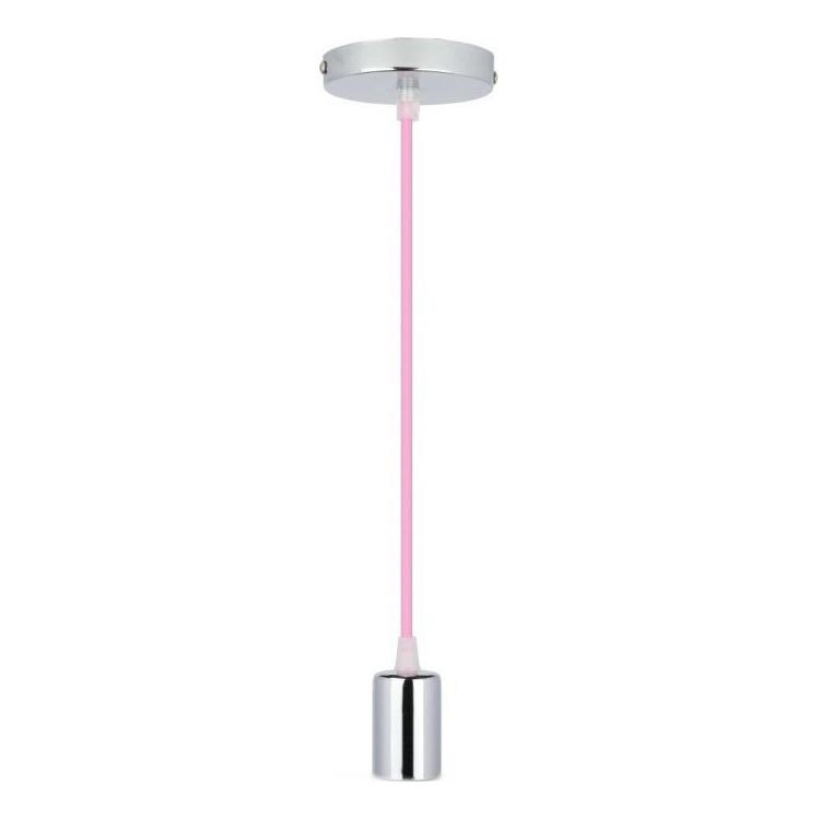Sähköjohto 1xE27/60W/230V vaaleanpinkki/kiiltävä kromi