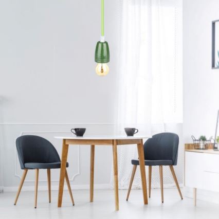 Sähköjohto 1xE27/60W/230V vihreä/posliini