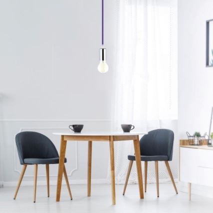 Sähköjohto 1xE27/60W/230V violetti/kiiltävä kromi