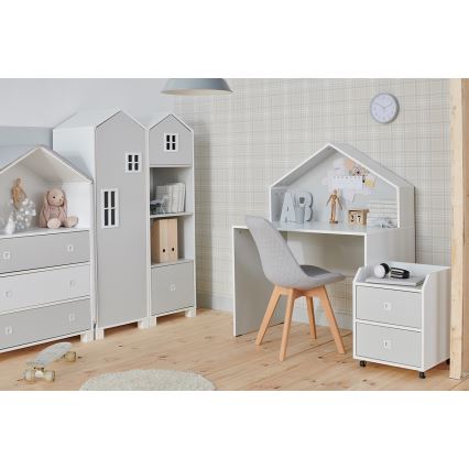 Säilytyslaatikosto lastenhuoneeseen MIRUM 54,2x42,4 cm valkoinen/harmaa