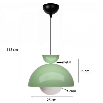 SALVA-riippuvalaisin johdolla 1xE27/15W/230V, vihreä