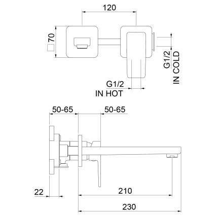 Sapho - 2-reikäinen pesuallashana TURSI mattamusta