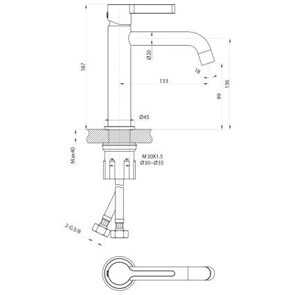 Sapho - Altaan hana ICONIC 18,7 cm kiiltävä kromi