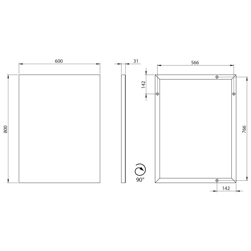 Sapho - AROWANA-peili 60x80 cm kiiltävä kromi
