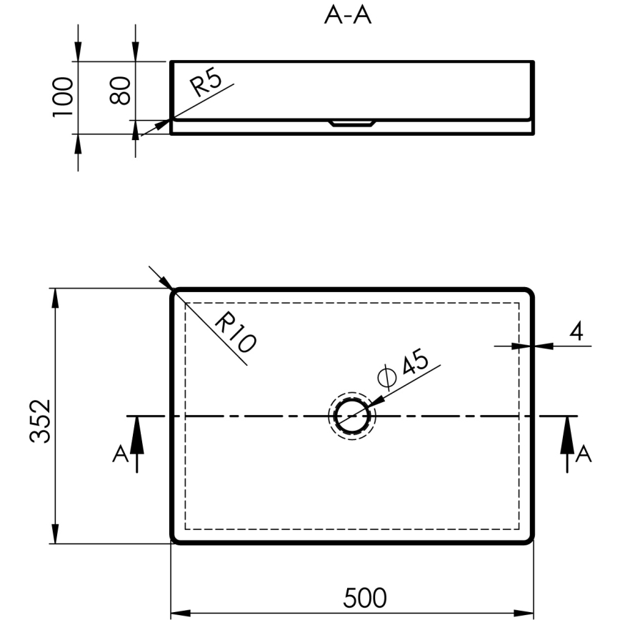 Sapho - AURUM 50x35 cm tasoon asennettava pesuallas, mattakulta