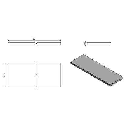 Sapho - AVICE pesuallastaso 150x49,5 cm harmaa/sementti