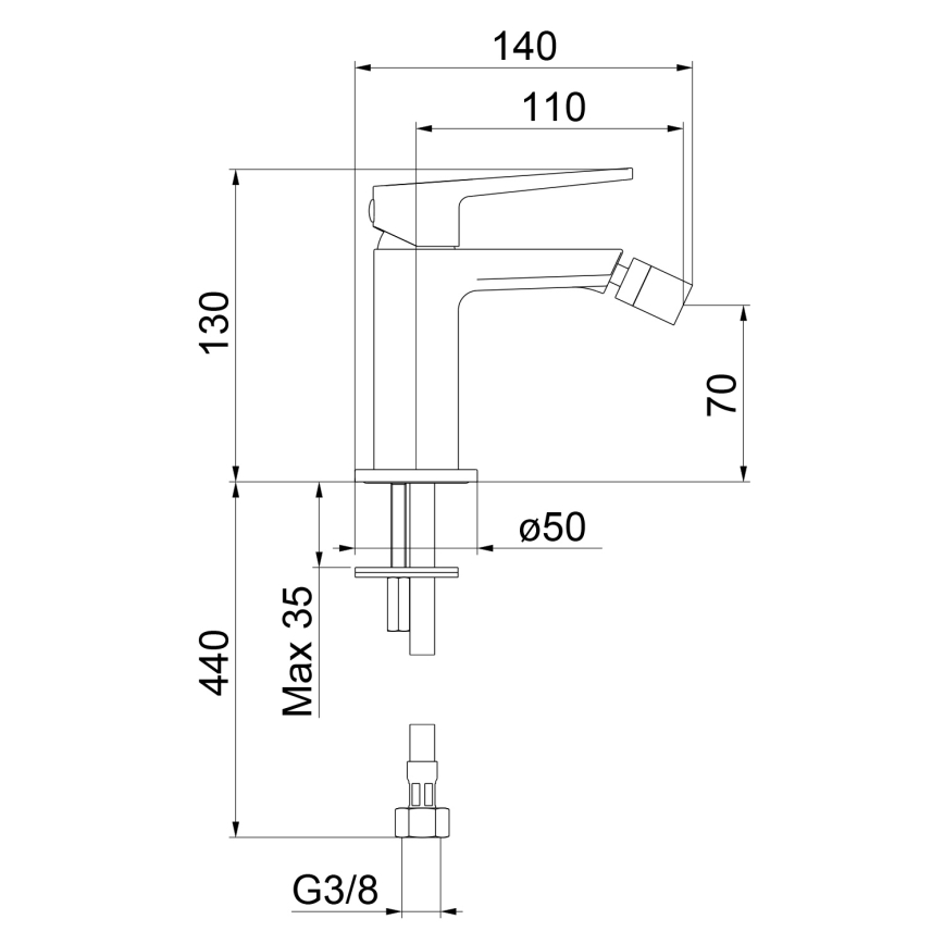 Sapho - Bideihana TURSI, kiiltävä kromi