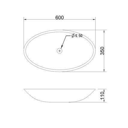 Sapho - BLOK tason päälle asennettava pesuallas 60x35 cm marquin/mattamusta