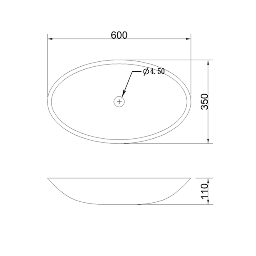 Sapho - BLOK tason päälle asennettava pesuallas 60x35 cm marquin/mattamusta