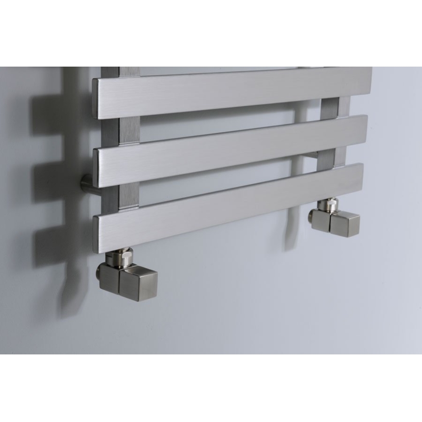 Sapho - CUBE kulmaventtiilien liitossetti, 2 kpl, harjattu ruostumaton teräs