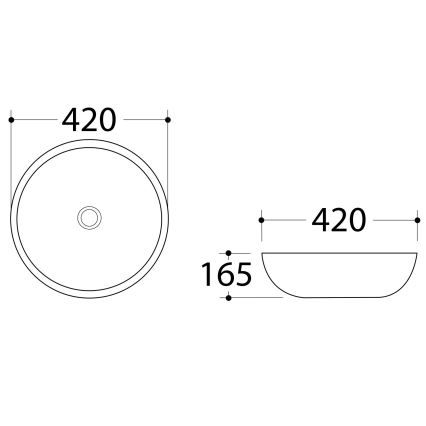 Sapho - DALMA tason päälle asennettava pesuallas halkaisija 42 cm keramiikka/Carrara/valkoinen