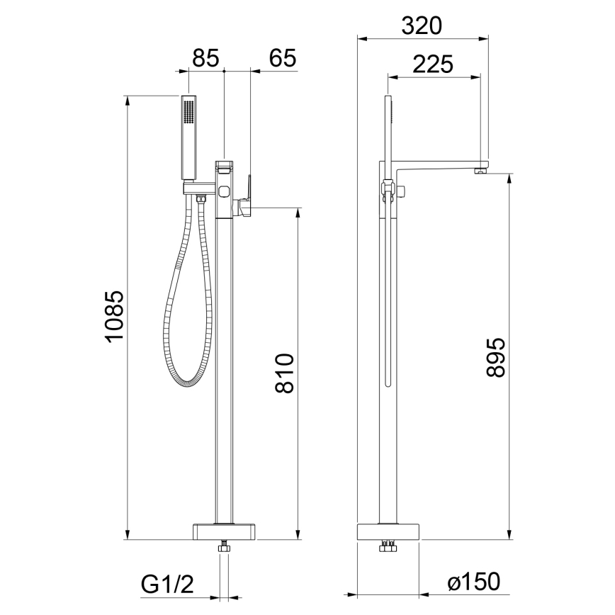 Sapho - Erillinen kylpyamme- ja hanasetti TURSI mattamusta