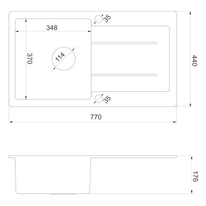 Sapho - Keittiöallas 77x44 cm graniitti/musta