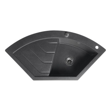 Sapho - Kulma-keittiöallas 114x57,5 cm graniitti/musta