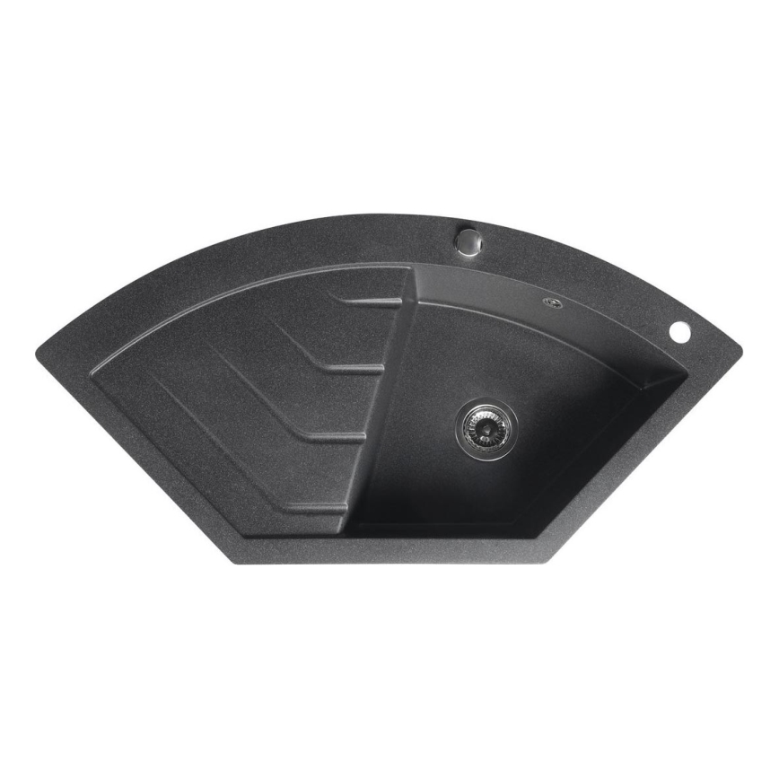 Sapho - Kulma-keittiöallas 114x57,5 cm graniitti/musta