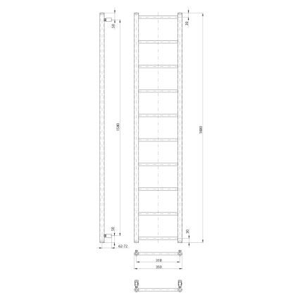 Sapho - Kylpyhuoneen pyyhekuivain DINA 334W 35x168 cm valkoinen