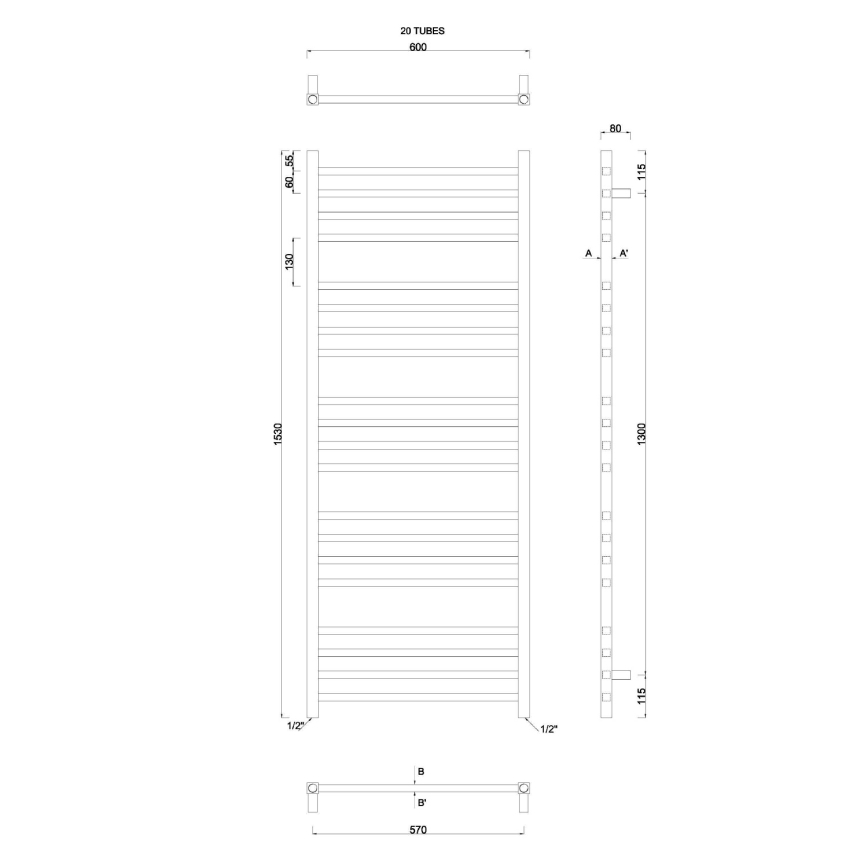 Sapho - Kylpyhuoneen pyyhekuivain METRO 497W/230V 60x153 cm kiiltävä kromi