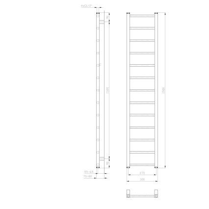 Sapho - Kylpyhuoneen pyyhekuivain METRO LIGHT 276W 30x150 cm valkoinen