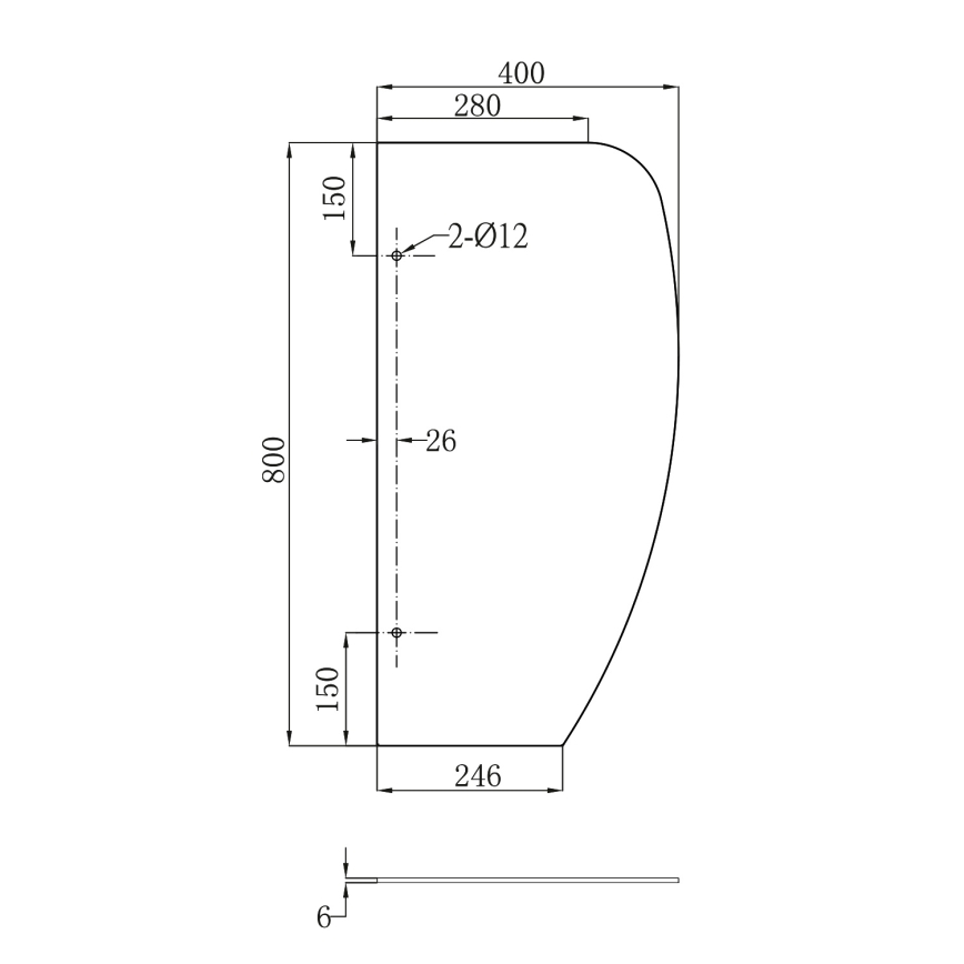 Sapho - Maitolasinen pisuaarien väliseinä 40x80 cm