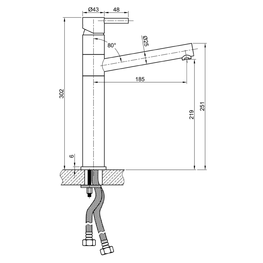 Sapho - MINIMAL 30 cm keittiöhana, ruostumaton teräs
