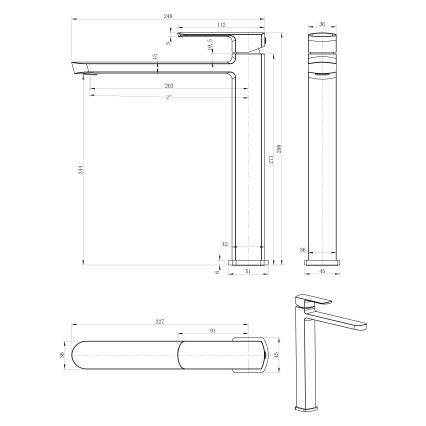 Sapho - Pesuallashana MIXONA 29,8 cm kiiltävä kromi