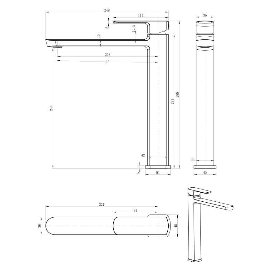 Sapho - Pesuallashana MIXONA 29,8 cm kiiltävä kromi