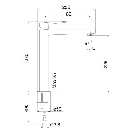 Sapho - Pesuallashana TURSI 28 cm, kiiltävä kromi