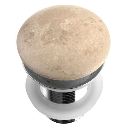 Sapho - Pesualtaan Click-Clack-pohjaventtiili BLOK, halkaisija 6,7 cm, travertiini/kiiltävä kromi