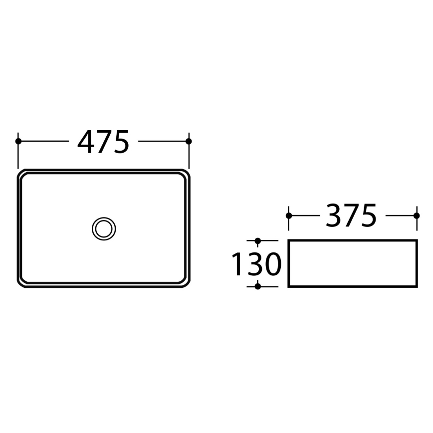 Sapho - Pöytätasolle asennettava pesuallas DALMA 47,5x37,5 cm keraaminen/harmaa