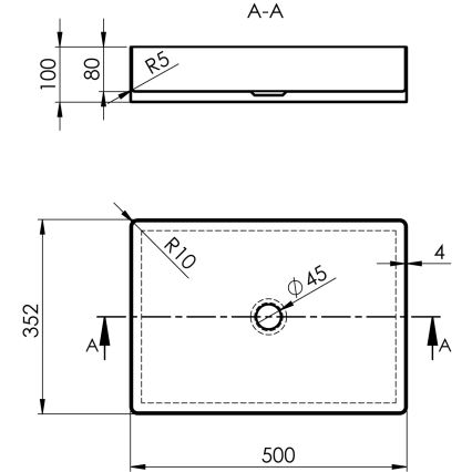 Sapho - Pöytätason pesuallas AURUM 50x35 cm mattakupari