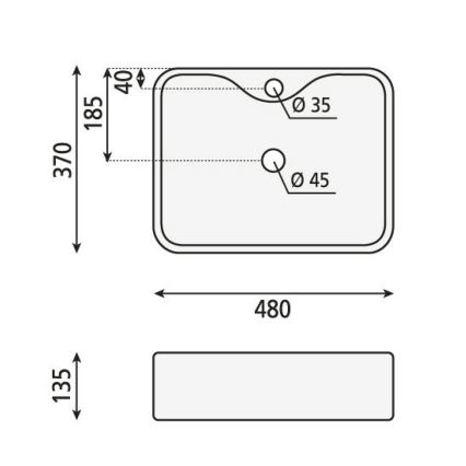 Sapho - Pöytätason pesuallas BALENA 48x37 cm mattamusta