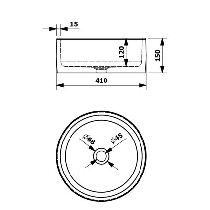 Sapho - PRIORI tasolle asennettava pesuallas Ø 41 cm valkoinen/harmaa