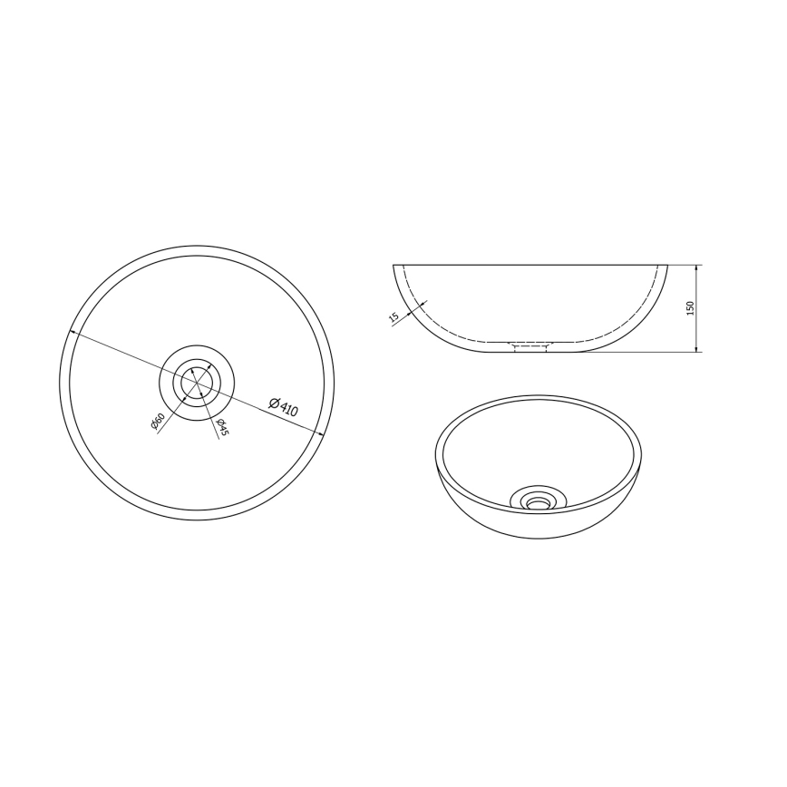 Sapho - PRIORI tasoon asennettava pesuallas Ø 41 cm, keramiikka/ruskea