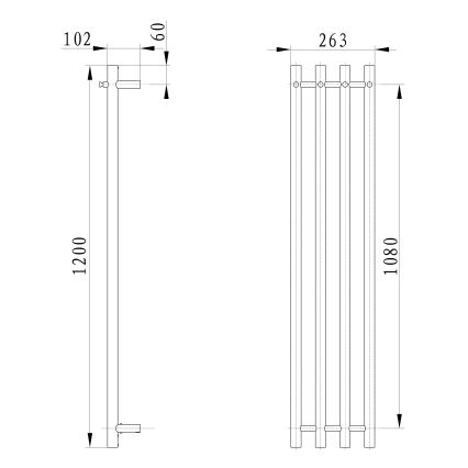 Sapho - Sähköinen pyyhekuivain PAPINADO 85W/230V 120 cm kiiltävä kromi oikea