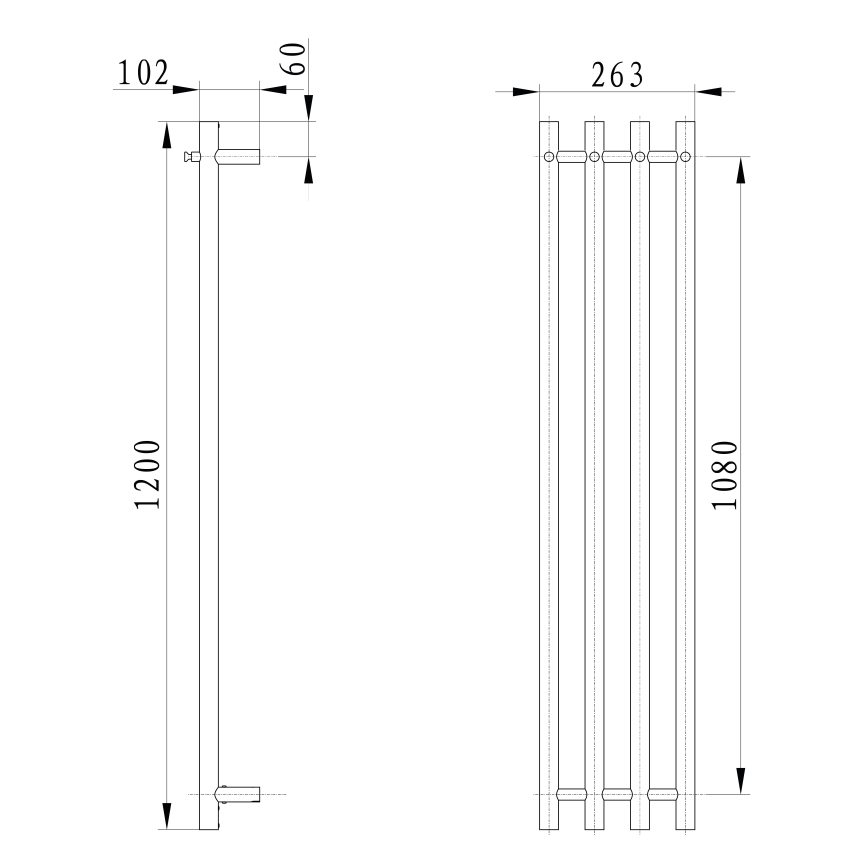 Sapho - Sähköinen pyyhekuivain PAPINADO 85W/230V 120 cm kiiltävä kromi oikea