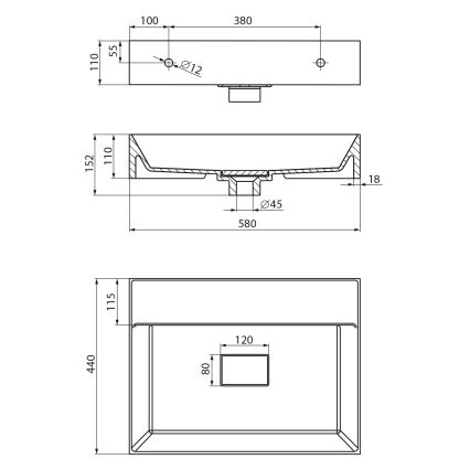 Sapho - Seinään asennettava pesuallas GODIVA 58x44 cm marmori/valkoinen