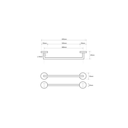Sapho - Seinään asennettava pyyhetanko X-ROUND 6,5x65,5 cm kiiltävä kromi