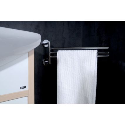 Sapho - Seinäkiinnitteinen kääntyvä pyyhekoukku X-ROUND 19,5x45 cm kiiltävä kromi