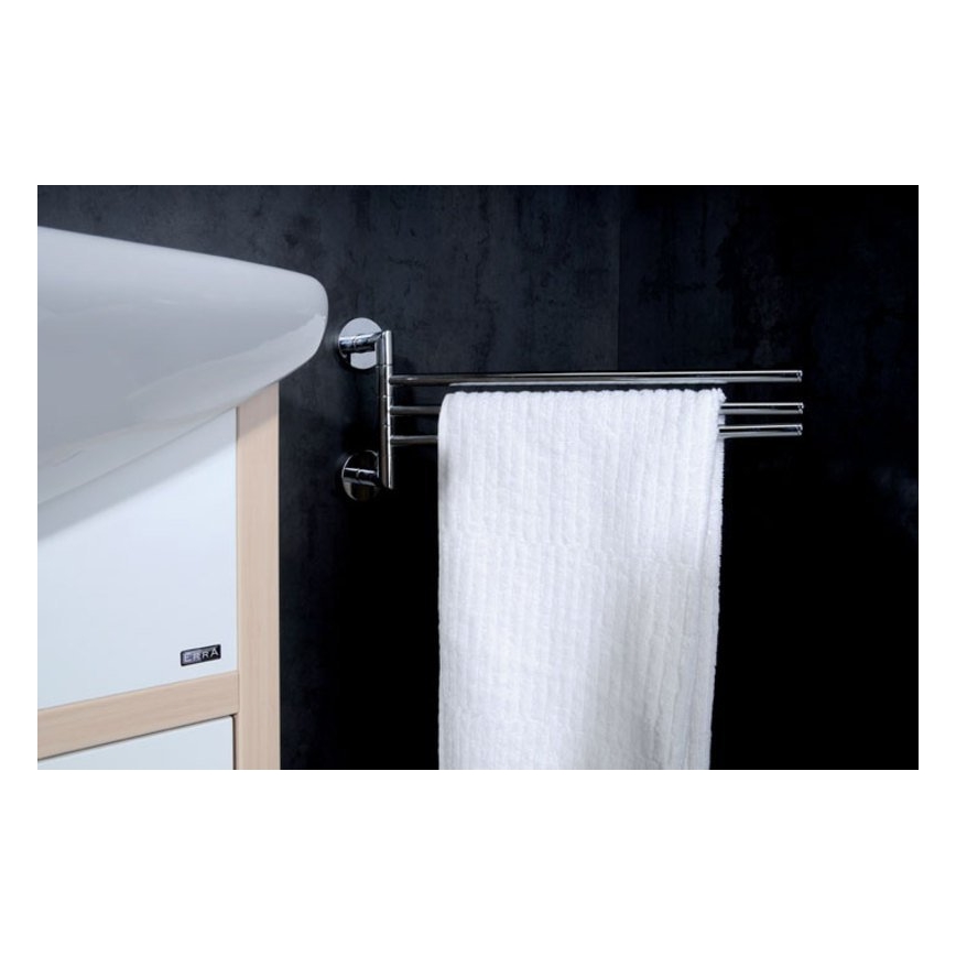 Sapho - Seinäkiinnitteinen kääntyvä pyyhekoukku X-ROUND 19,5x45 cm kiiltävä kromi